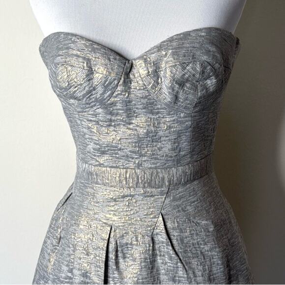 Peter Som Silver Metallic Strapless Mini Dress - Picture 2 of 11
